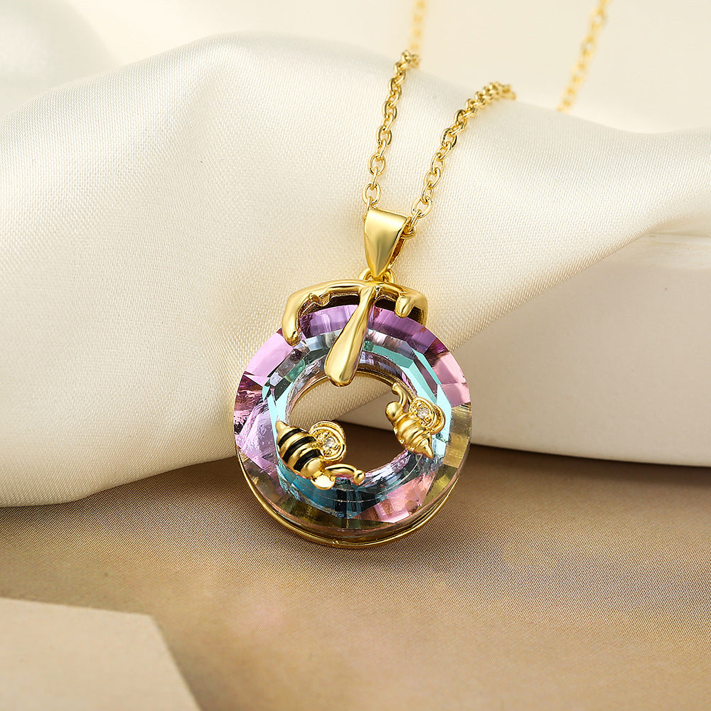 Collana Pendente Geometrica da Donna in Rame con Design Moderno Minimalista e Accento a Cerchio per lo Styling della Clavicola