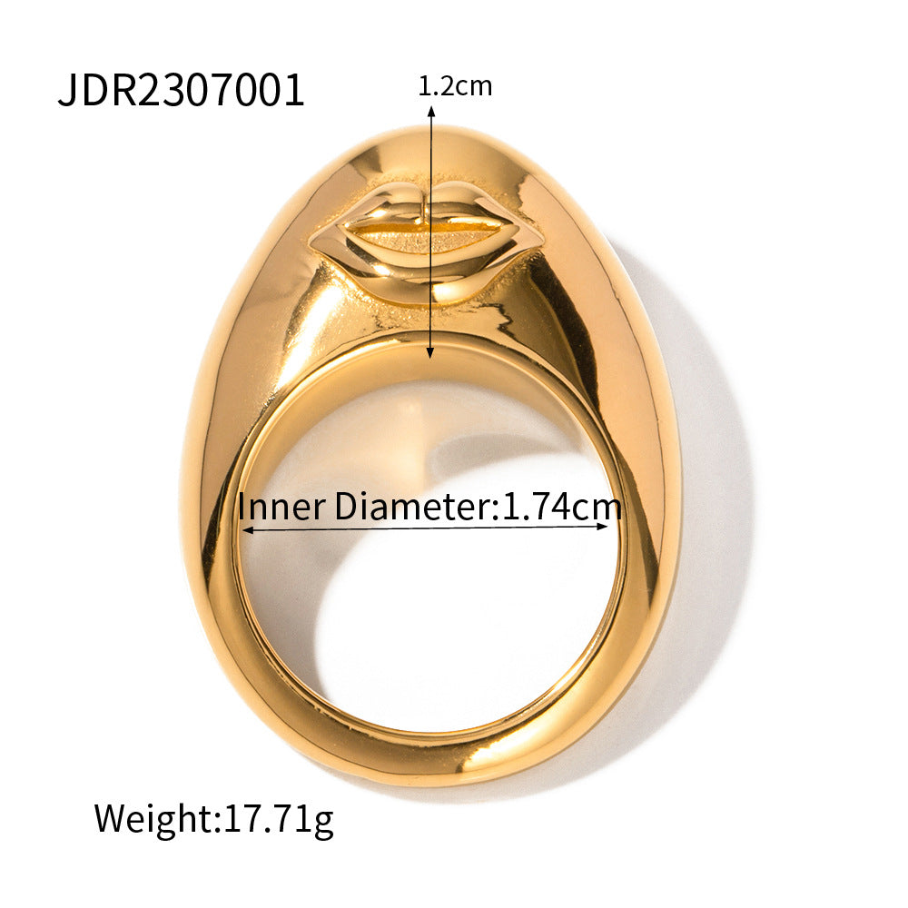 Anello per labbra a doppio lato con occhio di Allah geometrico in acciaio inossidabile placcato oro 18 carati stile Ins per donne
