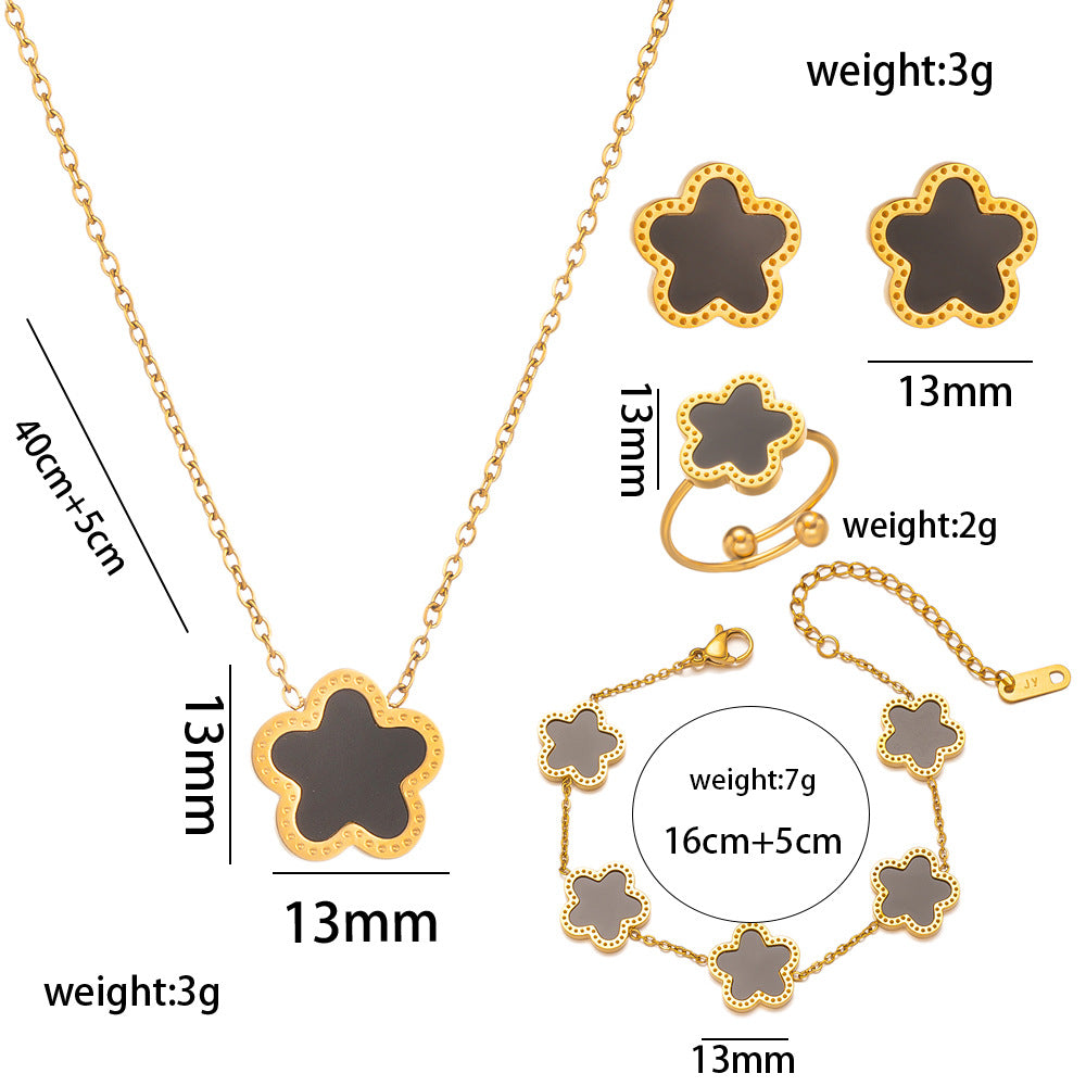 Collana in Acciaio al Titanio con Design a Petalo Floreale Geometrico Minimalista da Donna, Gioielli Leggeri di Lusso