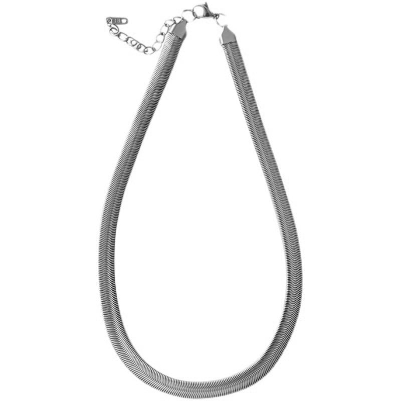 Collar unisex de cadena de serpiente extra ancha de titanio con chapado en oro de 18K estilo Hip Hop