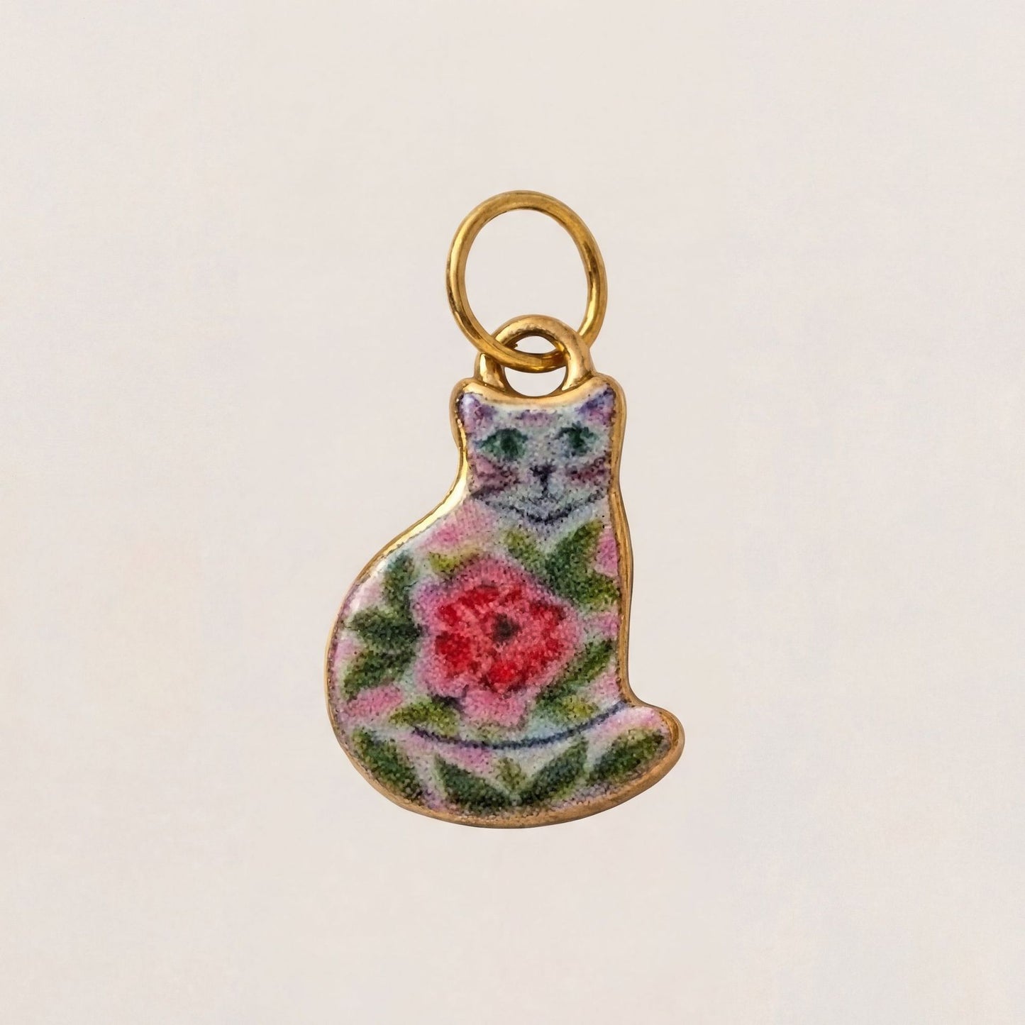 Cute Cat Animal Shape Stainless Steel Ceramic Drip Oil Plated Charm Bar Pendant