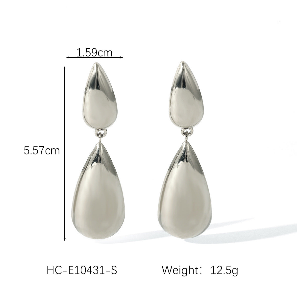 Orecchini da donna in acciaio inossidabile a forma di goccia, minimalistici, con finitura lucida e design geometrico