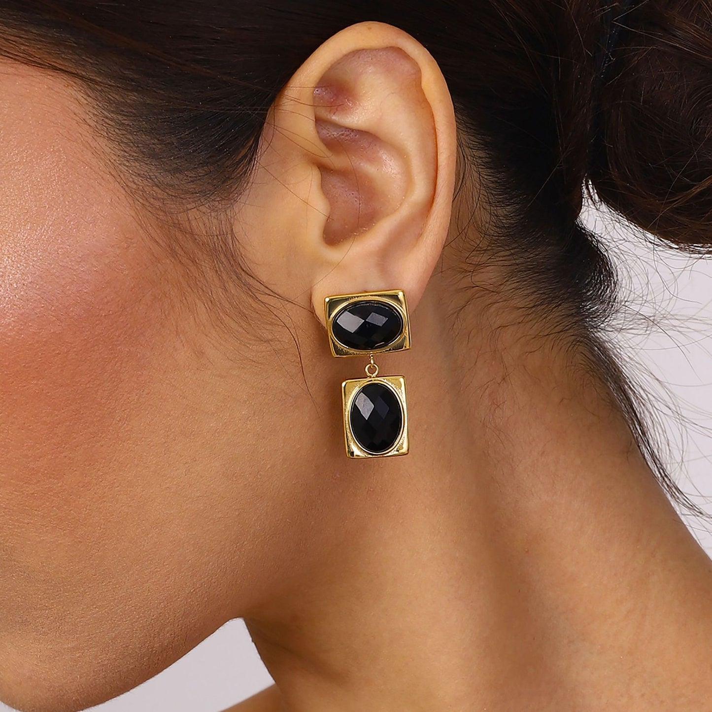 Minimalist Geometric Square Stainless Steel Plated Earrings with Titanium Steel Posts for Women