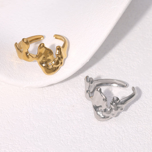 Minimalist Geometric Open Ring 18K Gold Plated Stainless Steel Jewelry for Women