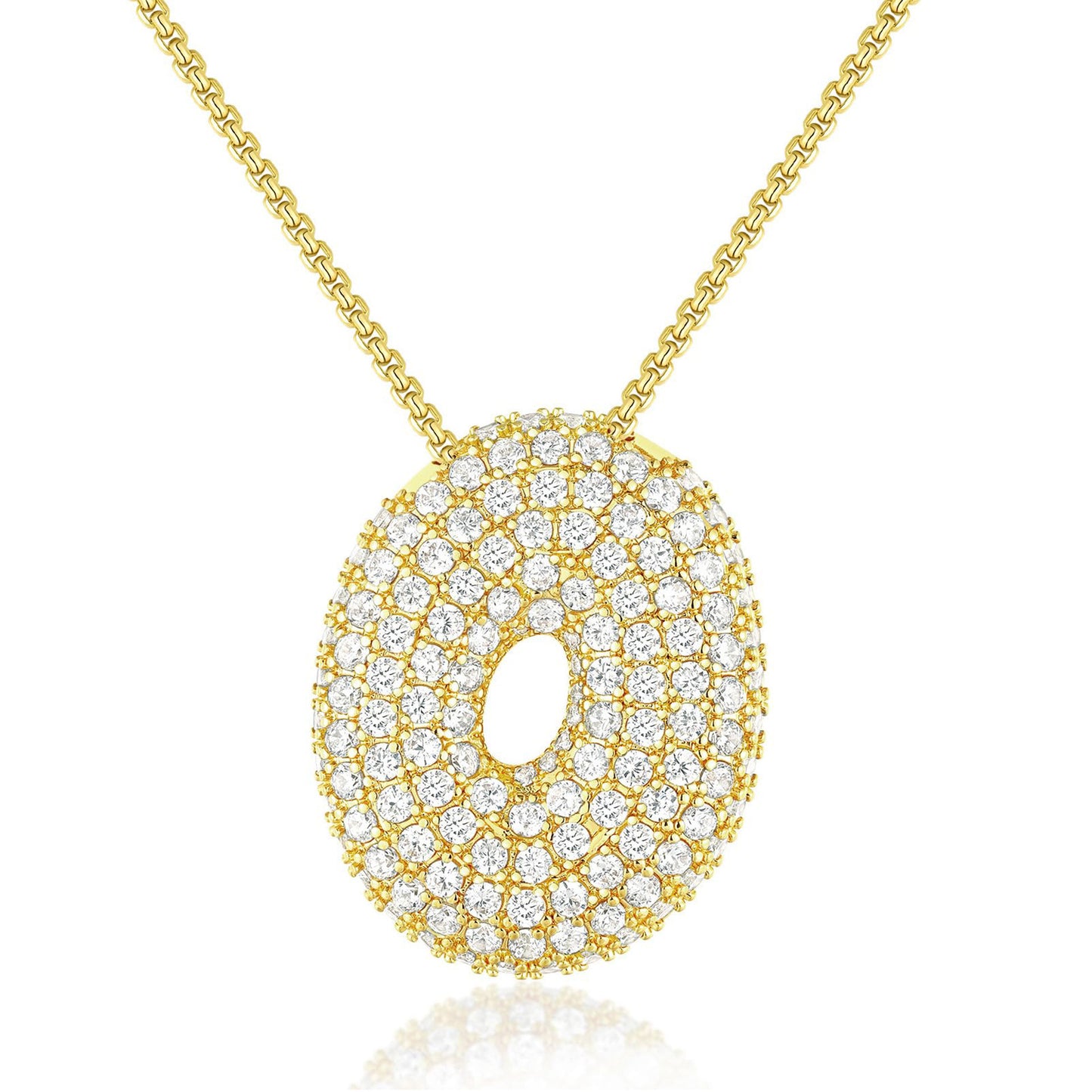 Luxury Elegant Gold Silver Plated Brass Letter Pendant Necklace with Cubic Zirconia for Women