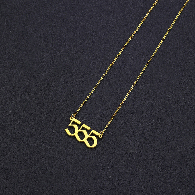 Collana con Ciondolo Numerico Geometrico in Acciaio Inossidabile Minimalista da Donna con Finitura Placcata e Catena a O