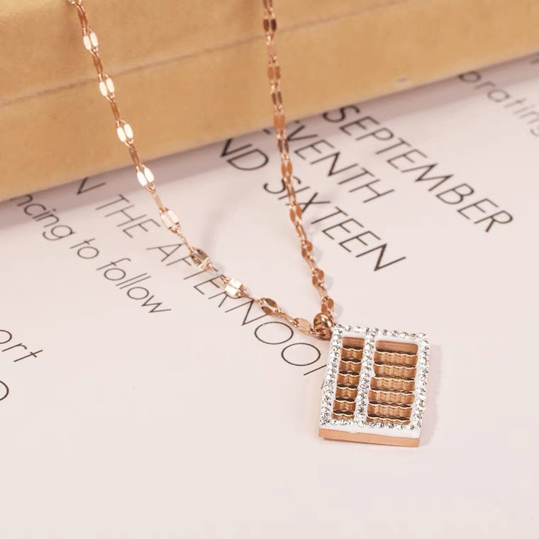 Geometric Abacus Pendant Necklace in Titanium Steel with Plated Finish for Women and Men