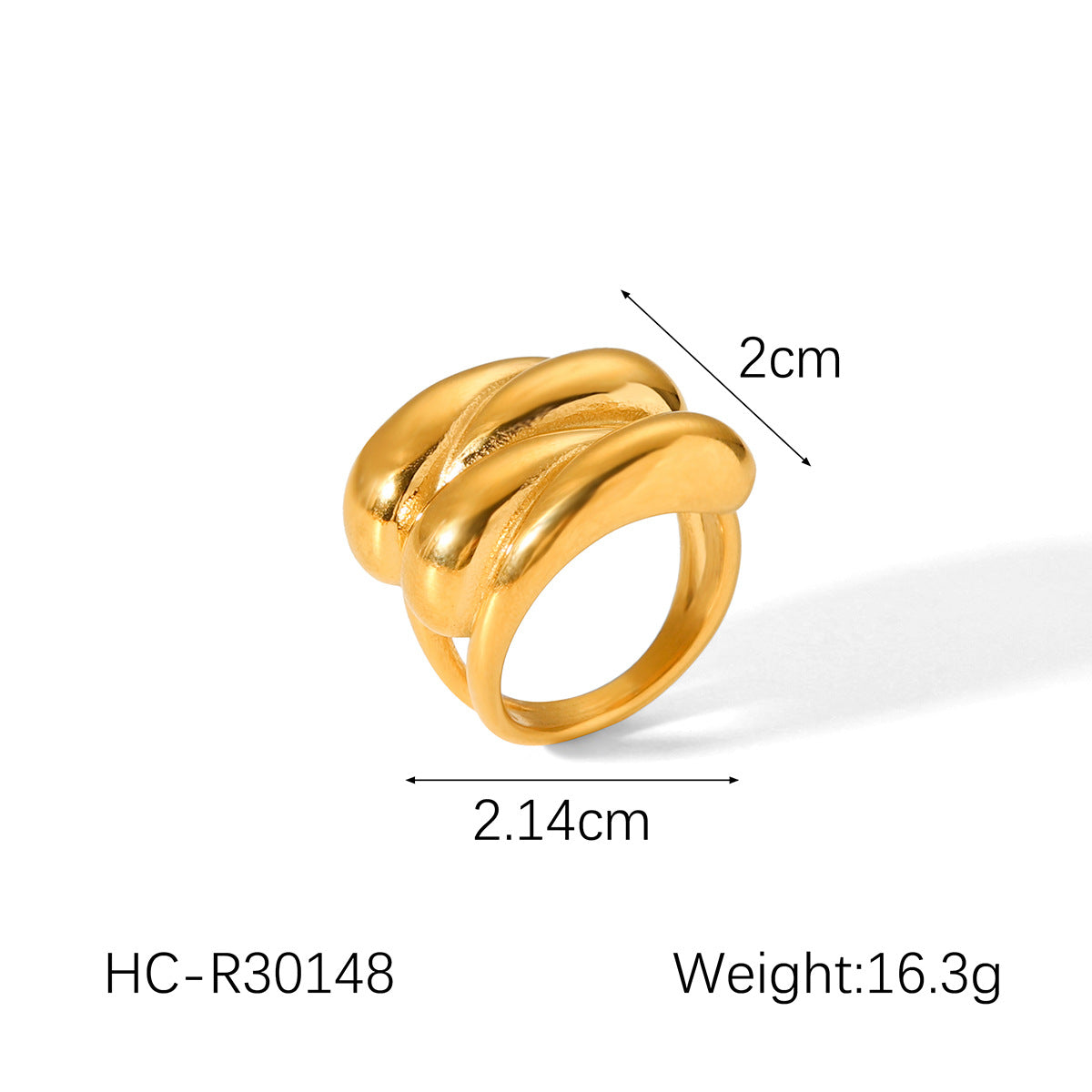 Anello Aperto Geometrico in Acciaio Inossidabile da Donna con Finitura Premium in Acciaio al Titanio, Ipoallergenico e Resistente allo Sbiadimento