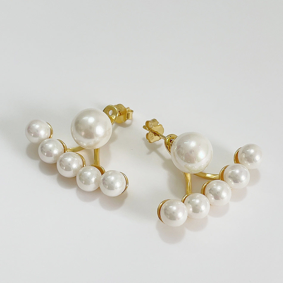 Sweet Elegant 925 Sterling Silver Teardrop Pearl Inlay Earrings