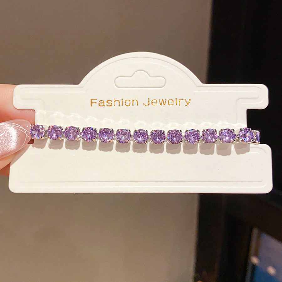 Luxury Elegant Geometric Square Brass Plated Bracelet with Cubic Zirconia Inlay for Women