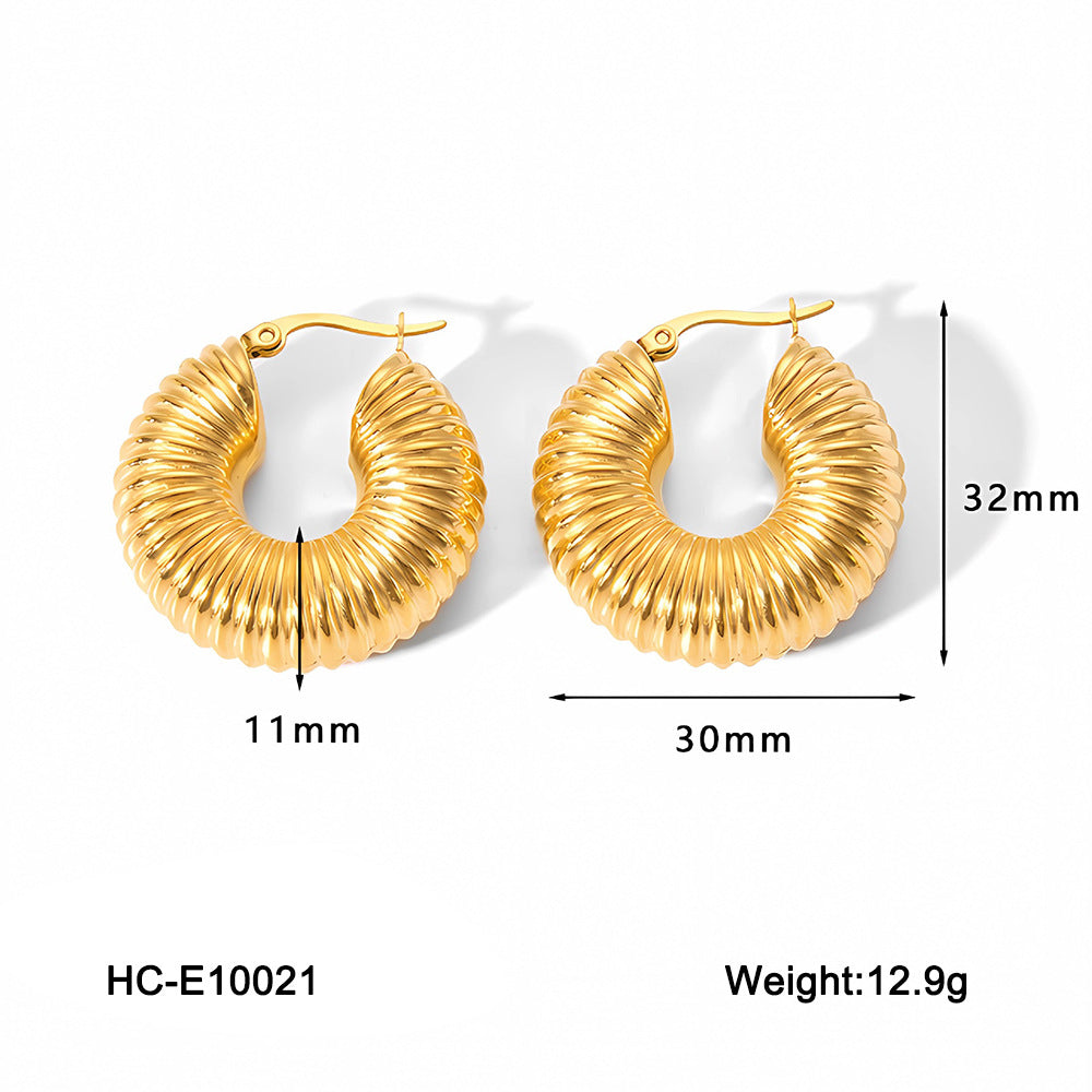 Pendientes de Acero Inoxidable Huecos Geométricos Minimalistas para Mujer con Acabado Chapado