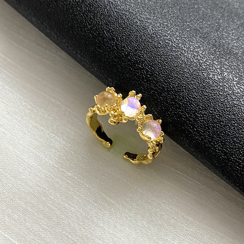Anello da donna regolabile minimalista con lettera, in lega con finitura placcata, anello alla moda