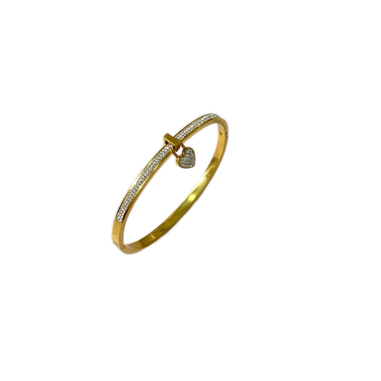 Luxury Elegant Heart Rhinestone Plated Titanium Steel Bracelet