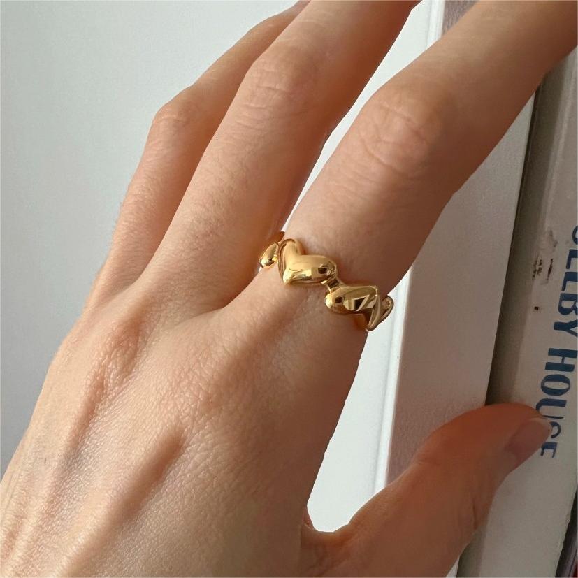 Minimalist Heart-Shaped 925 Sterling Silver Open Ring with Beveled Square Detail for Women