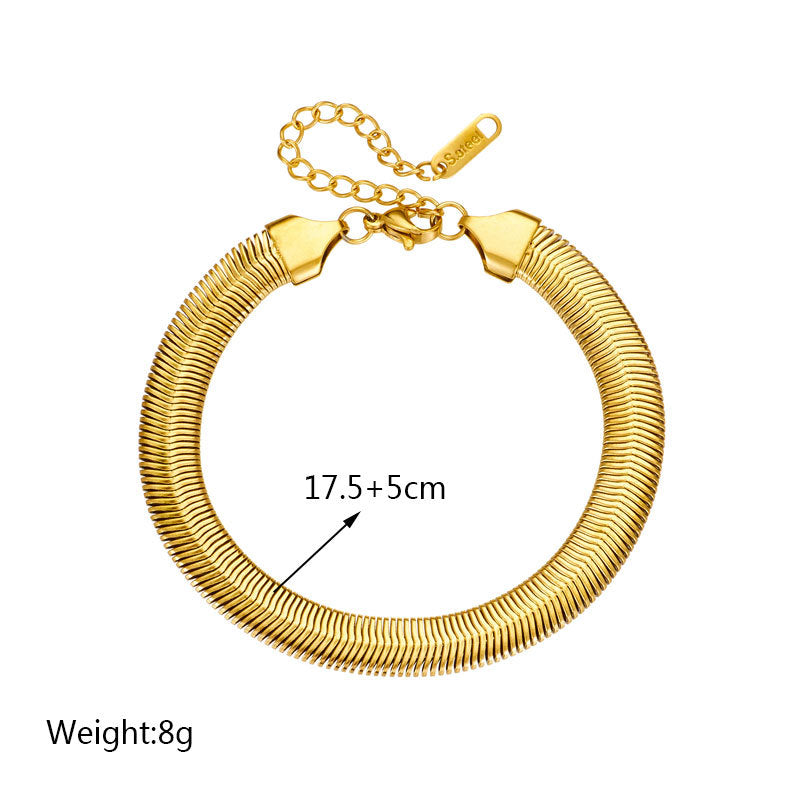 Minimalist Punk Titanium Steel Wide Chain Bracelet with Plated Finish for Unisex Wear