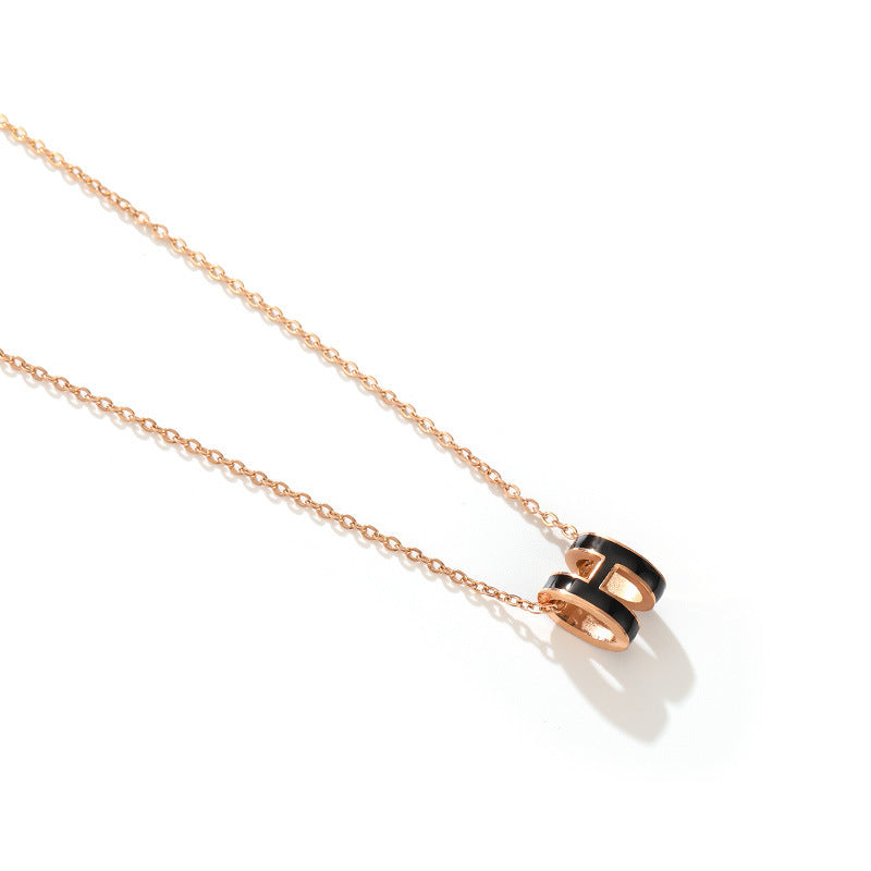 Minimalist Titanium Steel Letter Pendant Necklace for Women with Gold Plating on Ball Chain