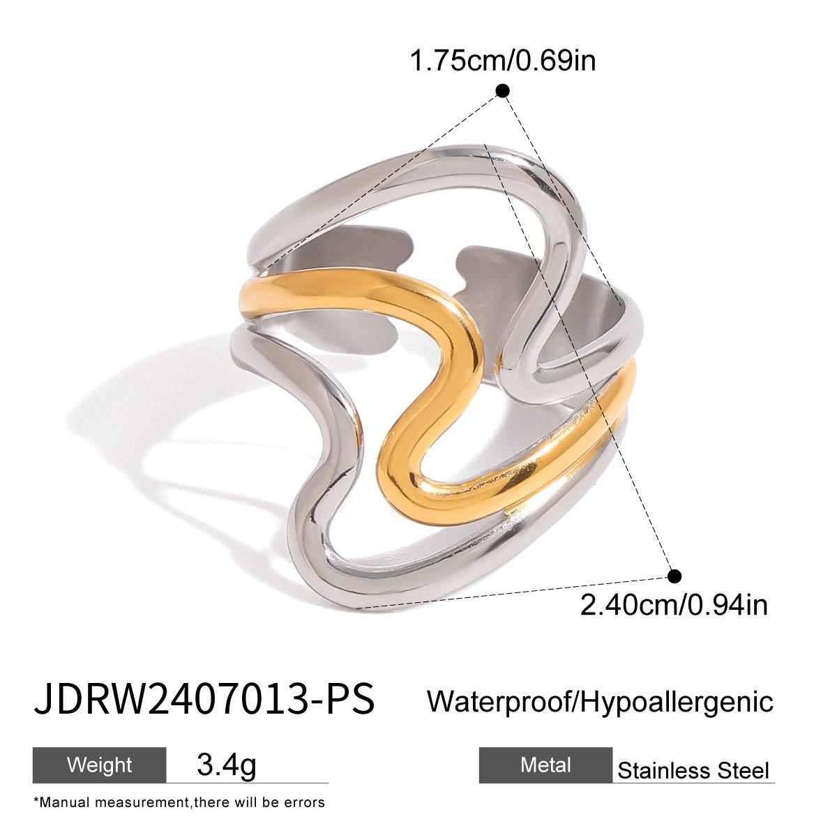 Geometric Plated Stainless Steel Ring for Women