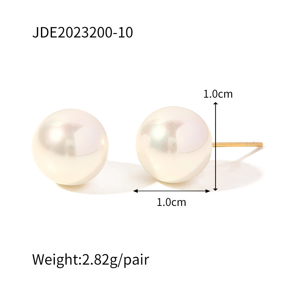 Geometric Stainless Steel Plated Pearl Earrings for Women