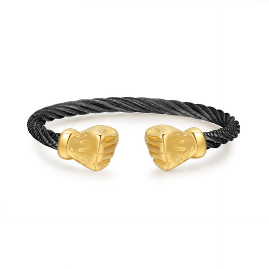 Hip-hop Punk Geometric Stainless Steel Boxer Open Cuff Bracelet