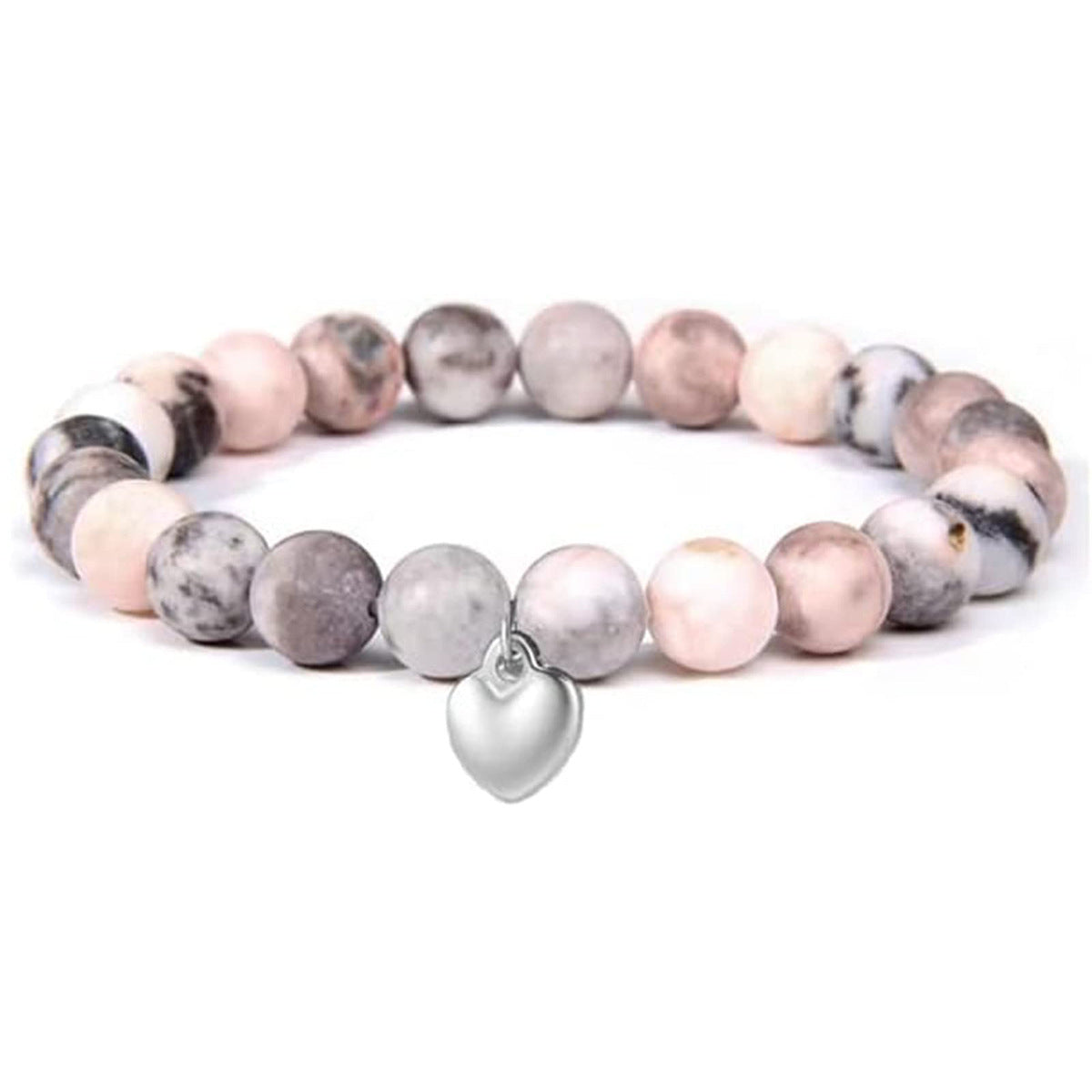 Unisex Heart Natural Stone Beaded Bracelet