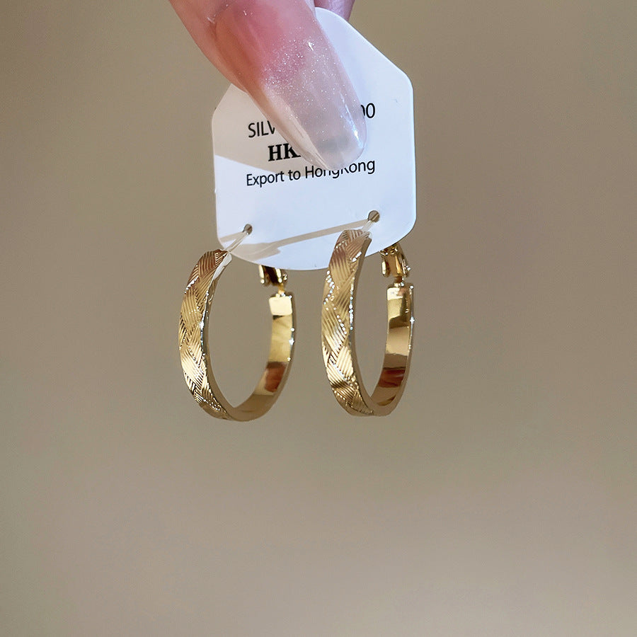 Orecchini a Cerchio Geometrici Minimalisti da Donna con Rame Placcato e Perni in Acciaio