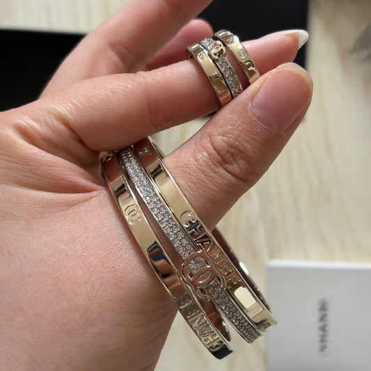 Sweet Luxury Gold Plated Brass Letter Bracelet Ring Set for Women