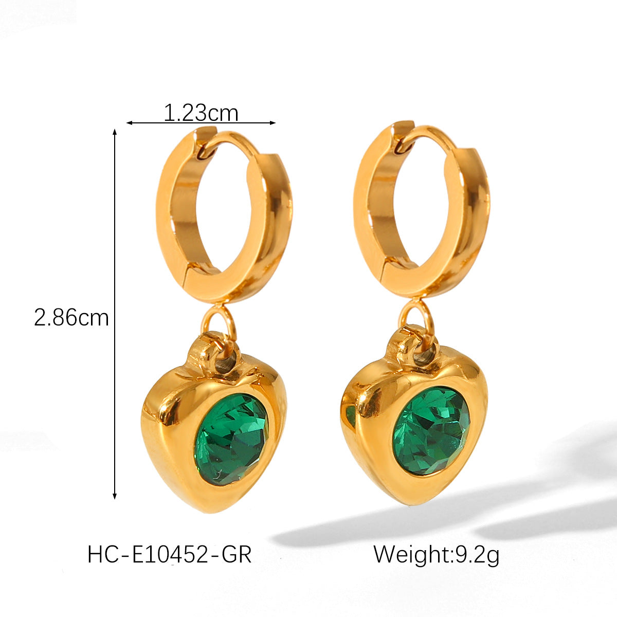 Luxury Minimalist Heart Shaped 18K Gold Plated Stainless Steel Earrings with Cubic Zirconia for Women