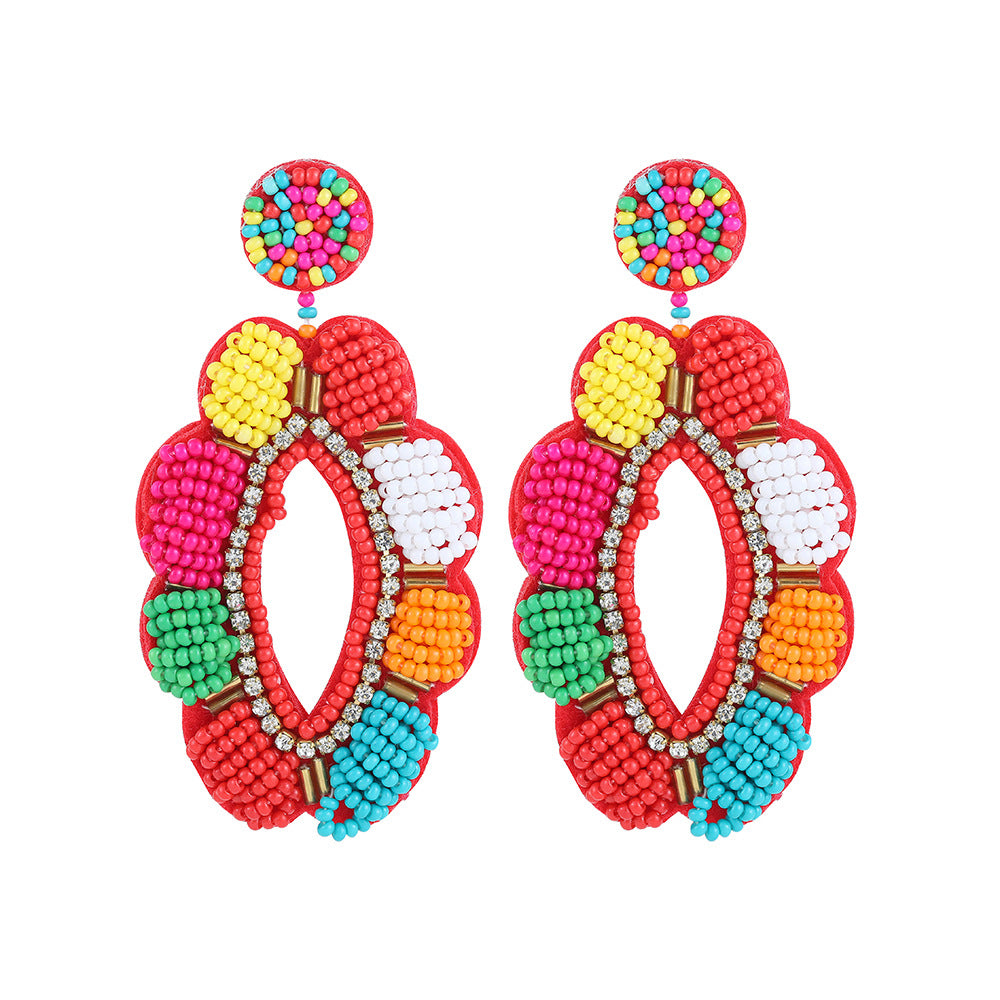 Bohemian Handmade Woven Glass Flamingo Floral Earrings Unisex