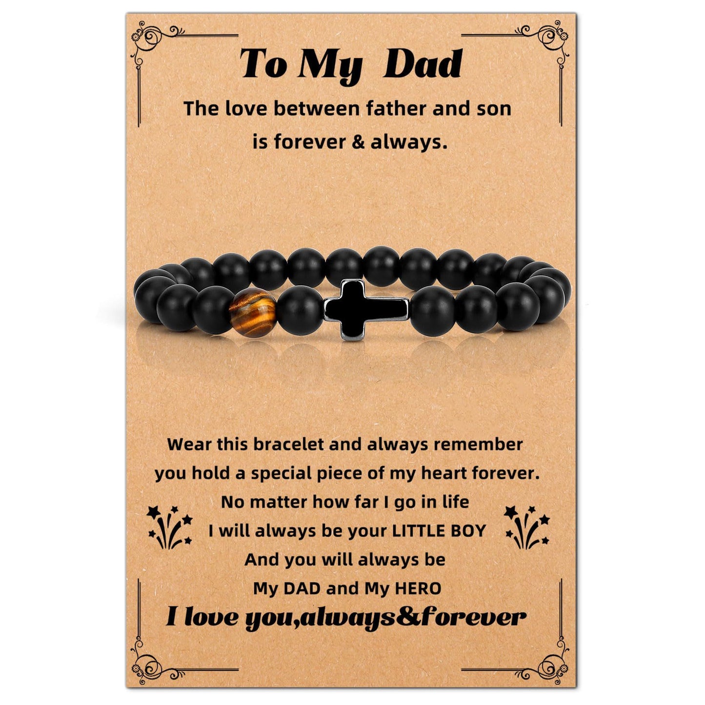 Matte Black Hematite Tiger Eye Cross Bracelet Adjustable Elastic Cord Unisex