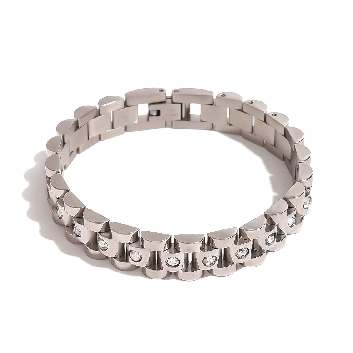 Bracciale geometrico da donna in acciaio inossidabile placcato e strass