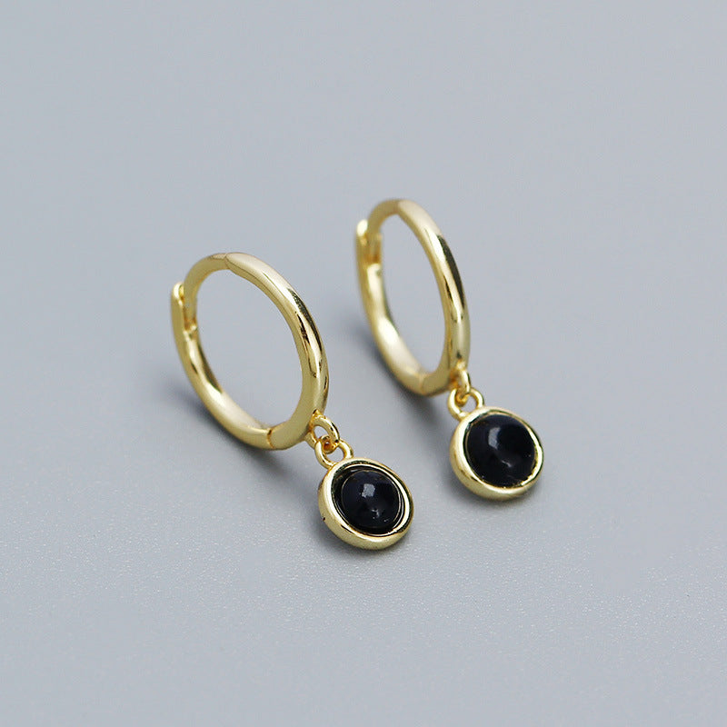 Orecchini pendenti da donna geometrici e minimalisti in argento sterling S925 con pietra di luna sintetica, agata e turchese