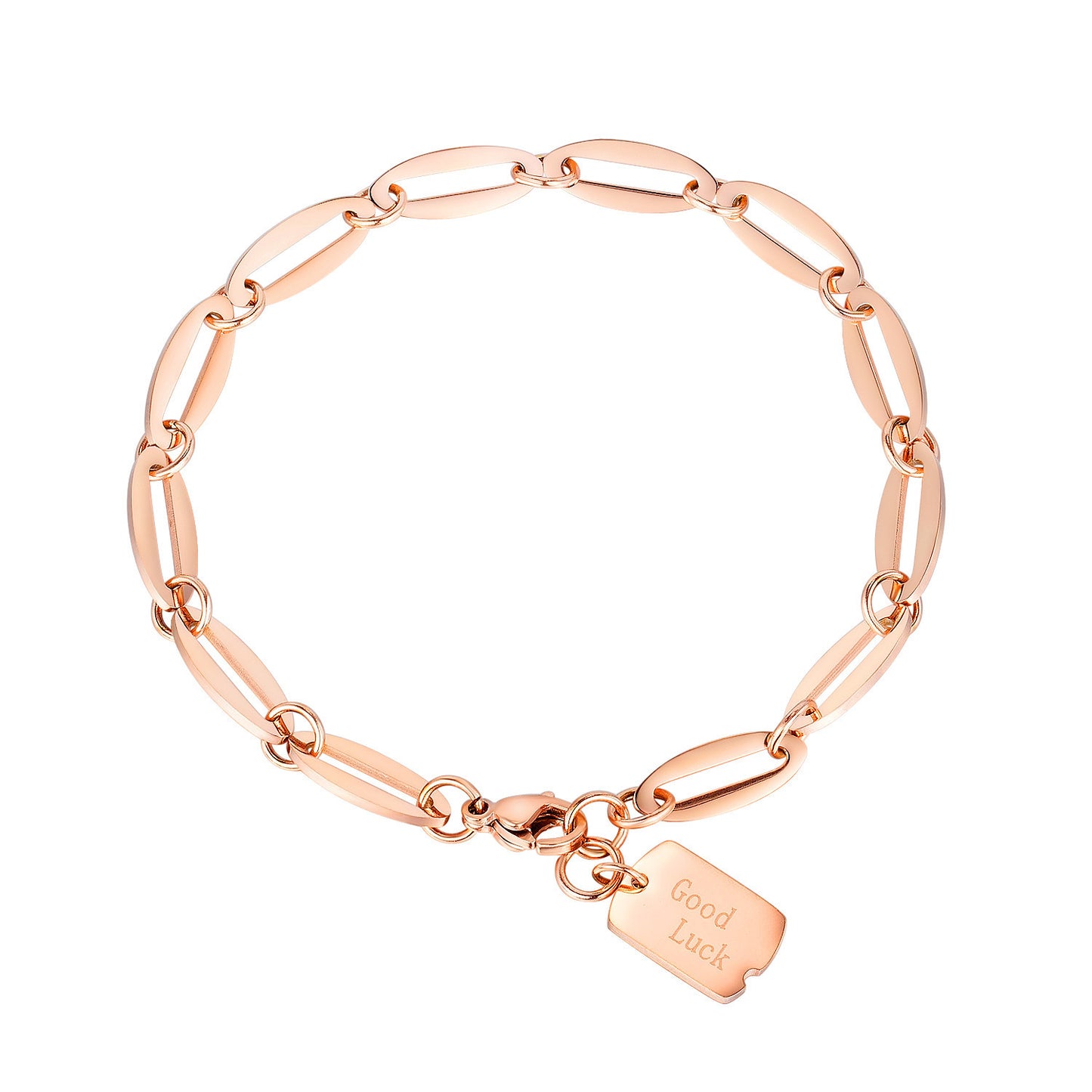 Minimalist Titanium Steel Geometric Square Pendant Good Luck Bracelet with Plated Finish