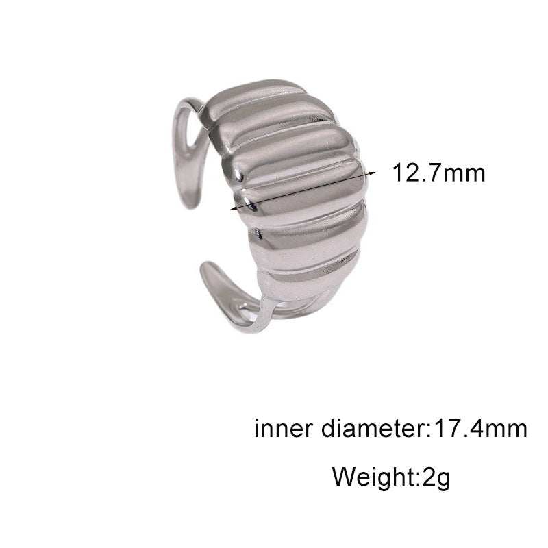 Minimalist 18K Gold Plated Stainless Steel Shell Open Ring for Women