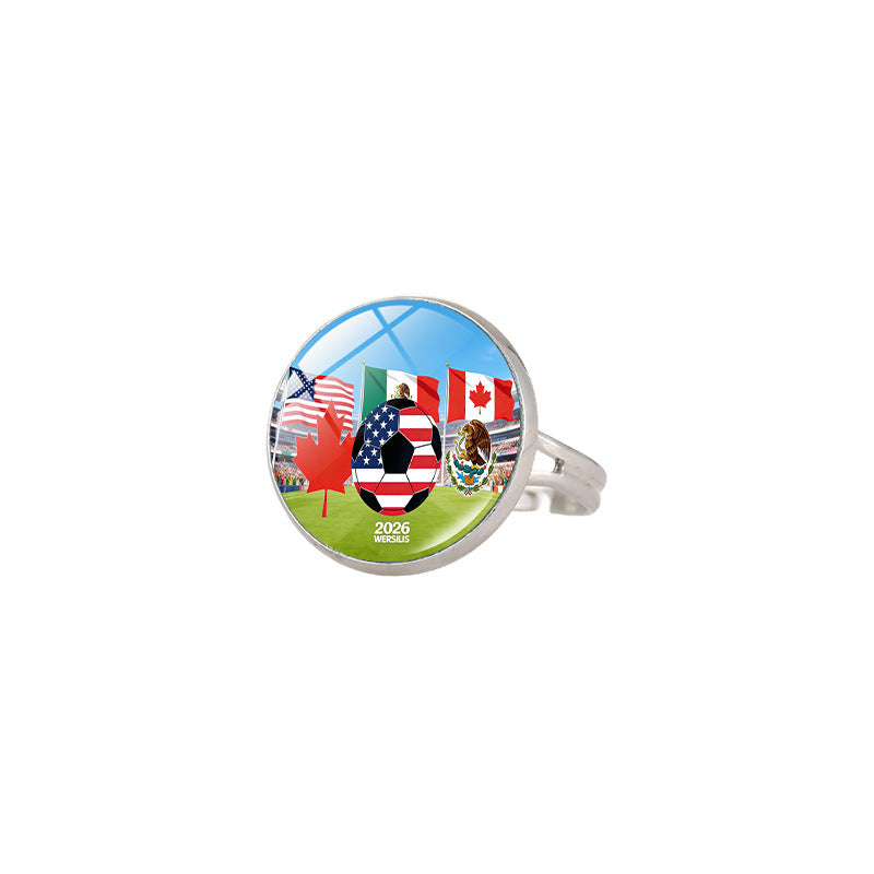 Vintage Sporty Geometric Alloy Plated Ring Unisex World Cup Trophy Pattern Jewelry
