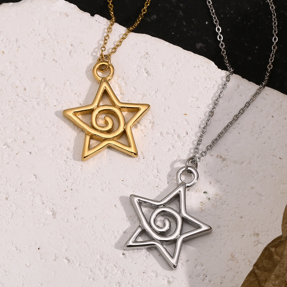 Elegant Business 18K Gold Plated Star Stainless Steel Necklace for Women