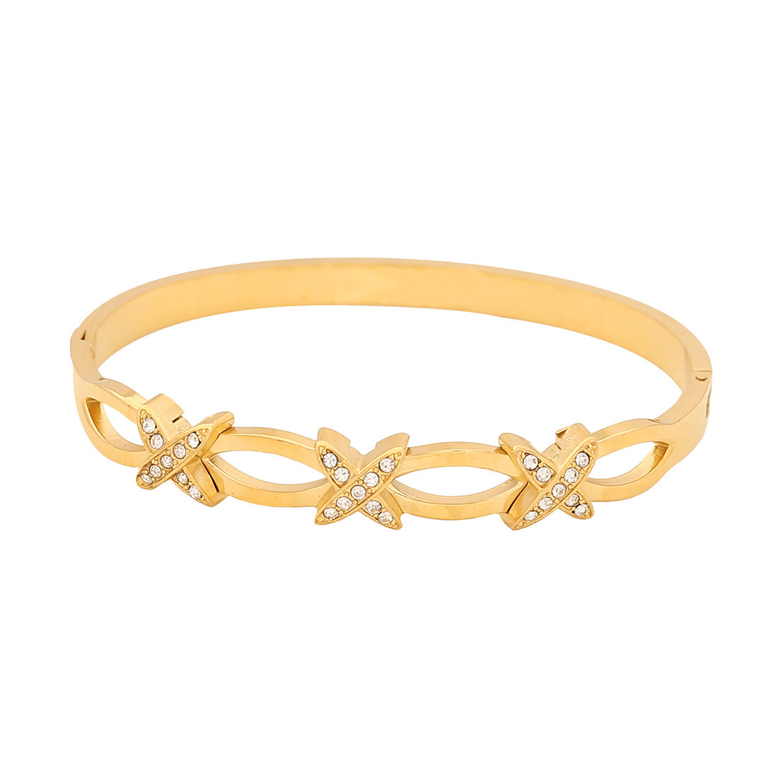 Bracciale minimalist in acciaio inossidabile con intarsio completo di strass per donna