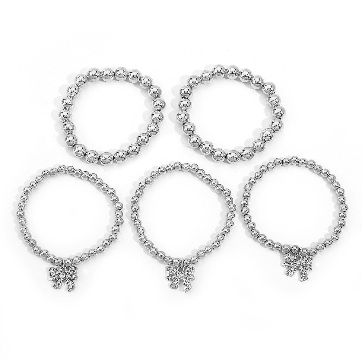 Butterfly-Shaped Rhinestone-Inlaid Alloy Bracelet Set for Women with Plated Finish