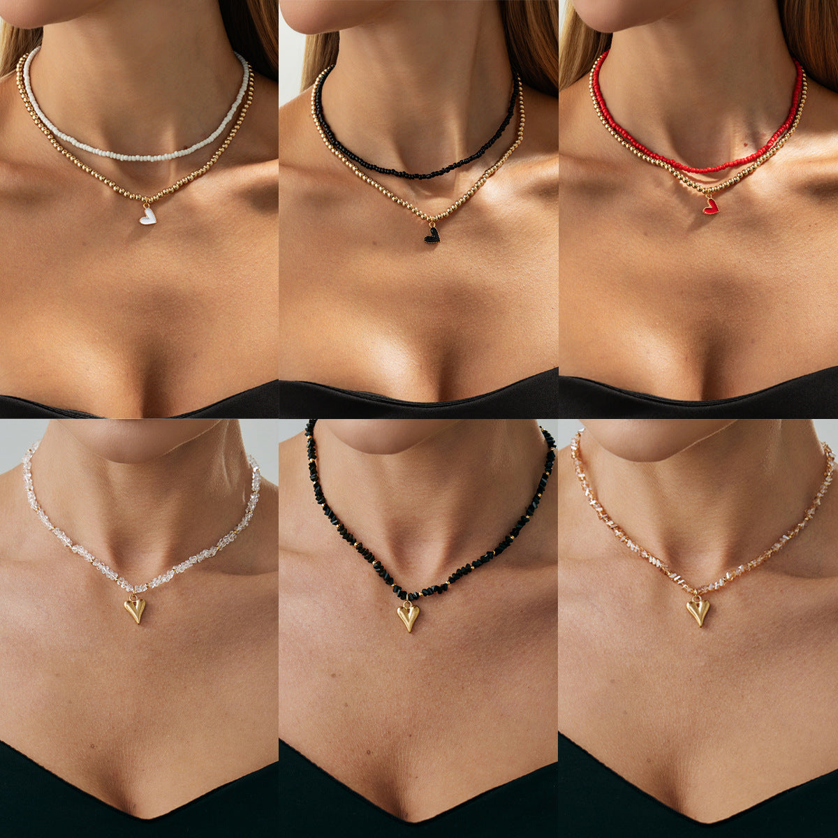 Minimalist Alloy Drip Oil Heart Pendant Necklace for Women