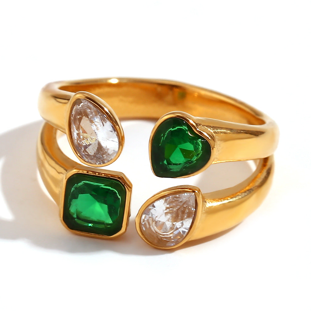 Anello minimalista geometrico in acciaio inossidabile con placcatura in oro 18 carati da donna