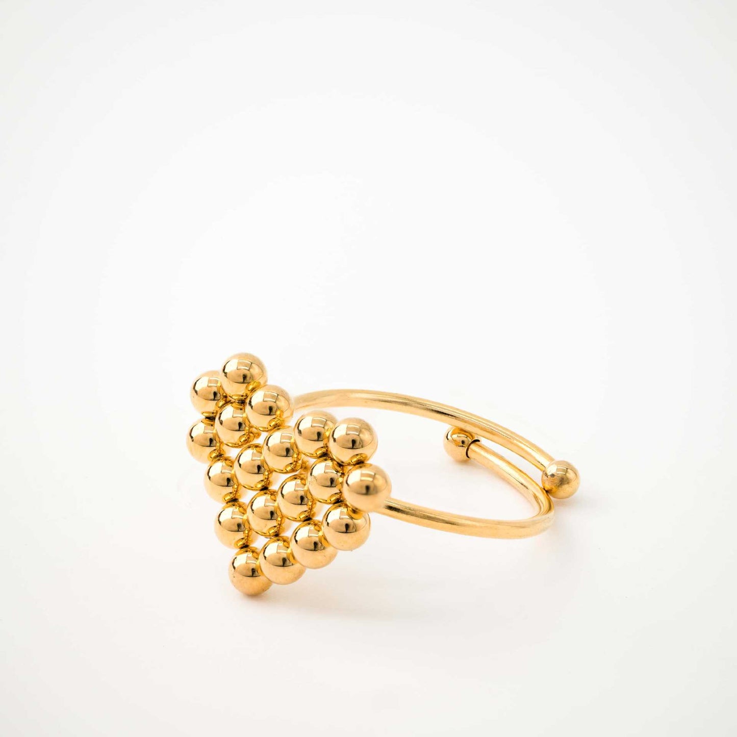 Anello in acciaio al titanio a forma di cuore minimalista con placcatura in oro 18 carati e fascia aperta regolabile da donna