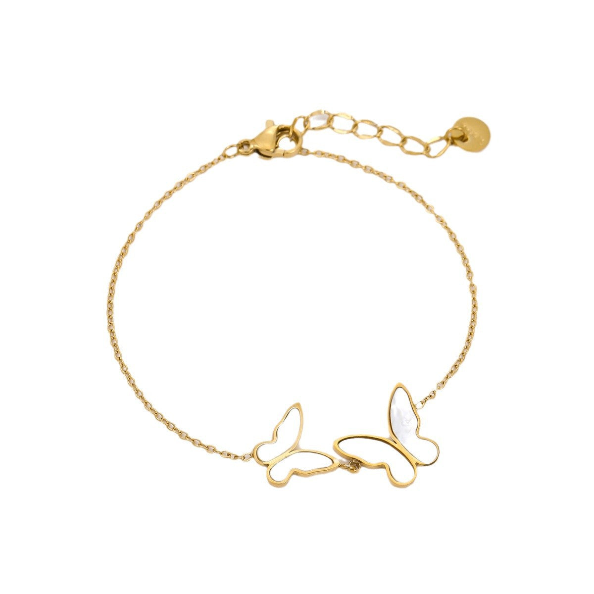 Bracciale da donna in acciaio inossidabile a forma di farfalla e conchiglia, placcato oro, alla moda stile OL