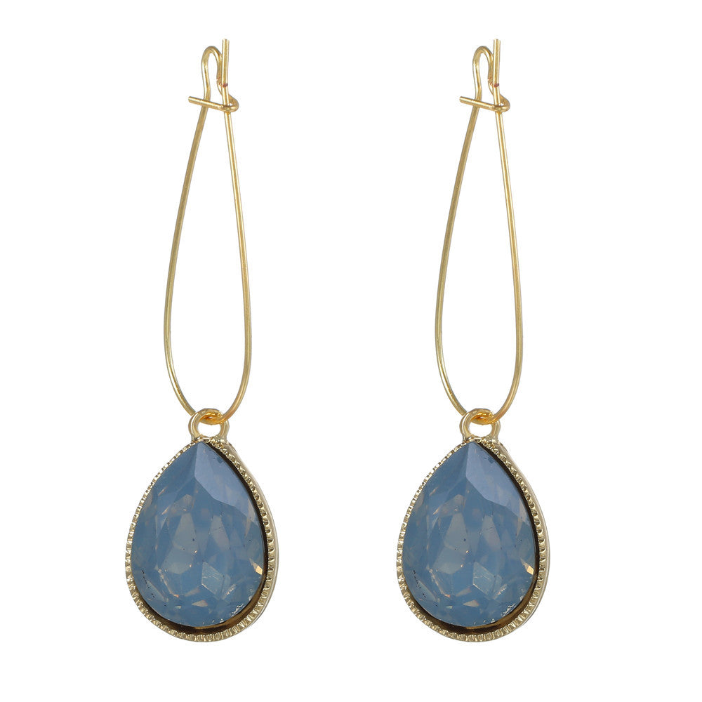 Minimalist Geometric Teardrop Earrings in Alloy with Rhinestone Inlay for Women