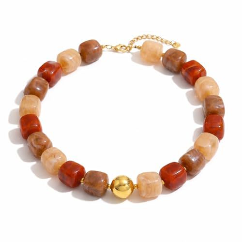 Casual Square Resin Polished Pendant Necklace for Women