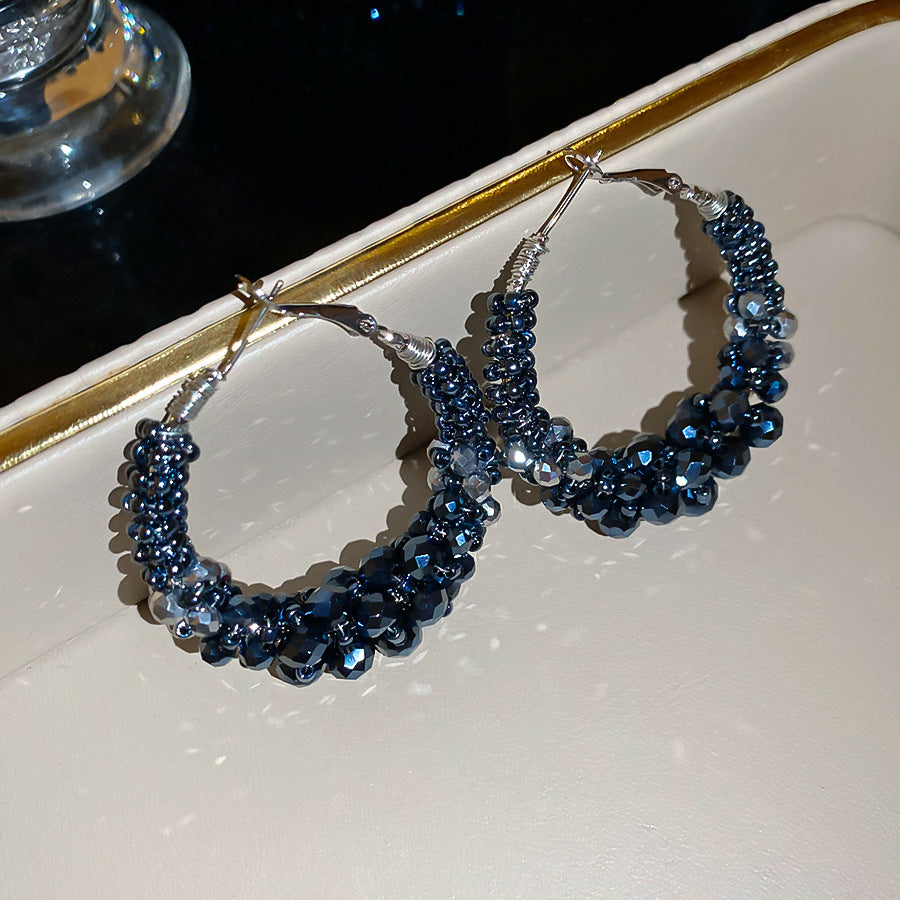 Orecchini da donna minimalisti con cristallo geometrico tondo irregolare e perni in acciaio inossidabile