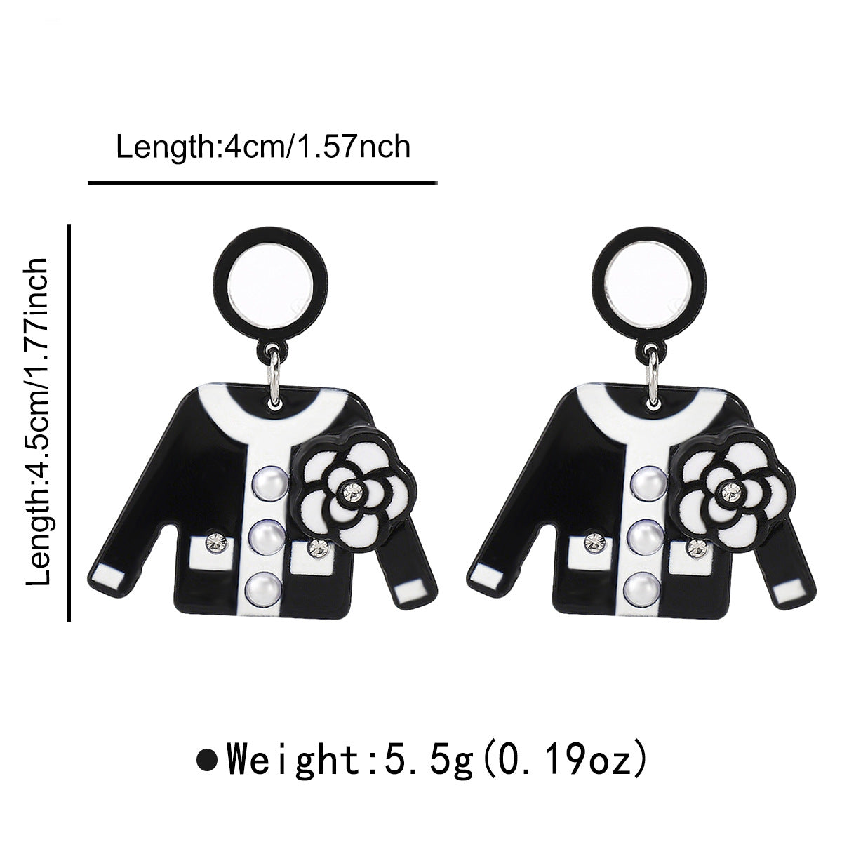 Cute Floral Acetate Stud Earrings with Camellia Design for Women