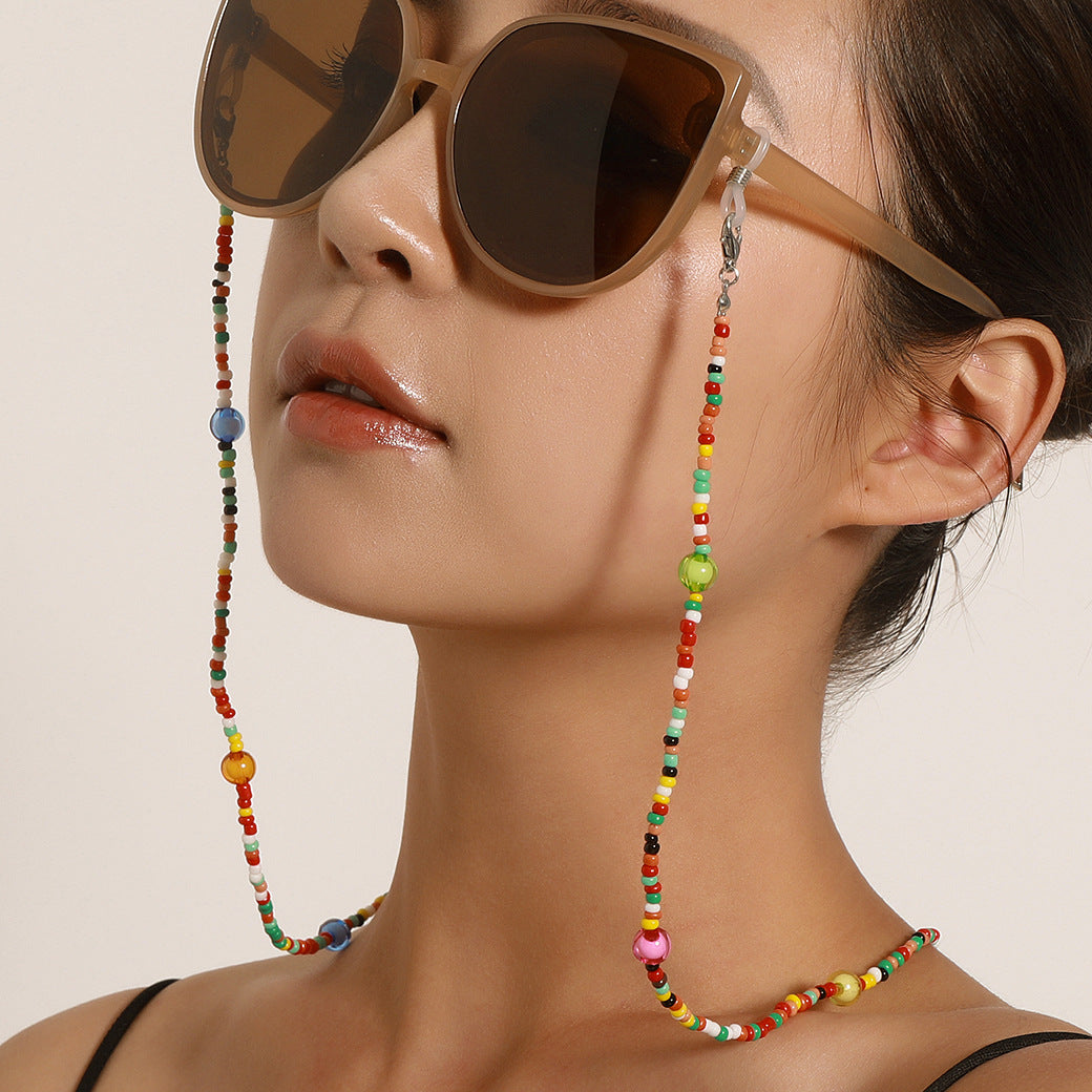 Minimalist Colorful Acrylic Round Bead Eyewear Chain for Women