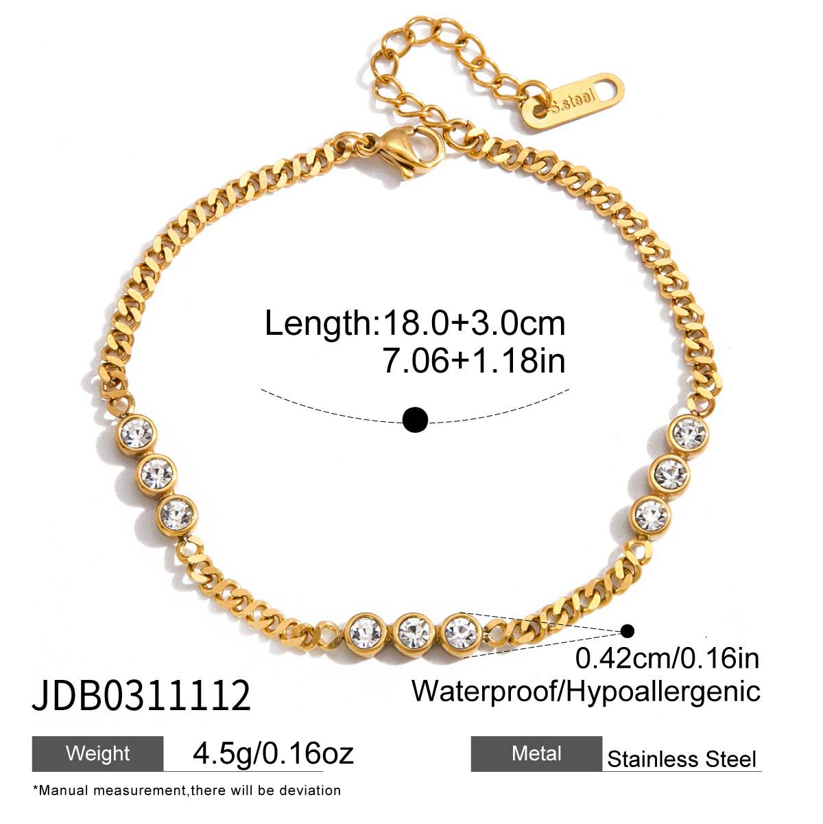 Elegant Minimalist Geometric Round Stainless Steel Plated Cubic Zirconia Bracelet for Women