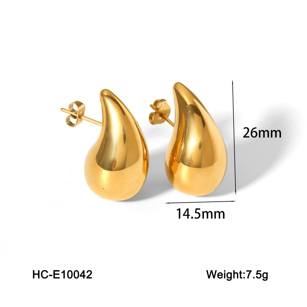 Geometric Waterdrop Earrings for Women Stainless Steel Hollow Dangle Earrings with Plated Finish
