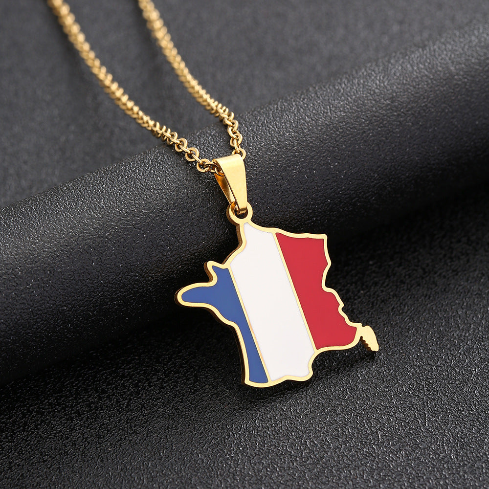 Collana con ciondolo geometrico in stile etnico in acciaio inossidabile con smalto, unisex
