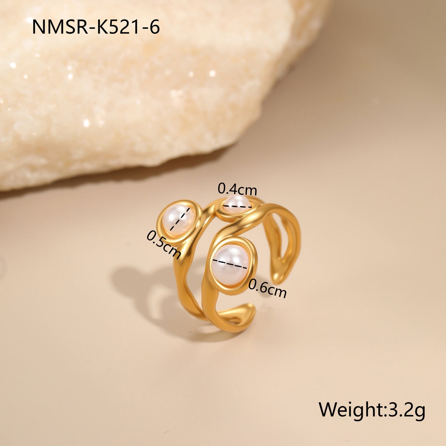 Anillo de acero inoxidable geométrico minimalista con acabado chapado, joyería de moda para mujer con banda abierta